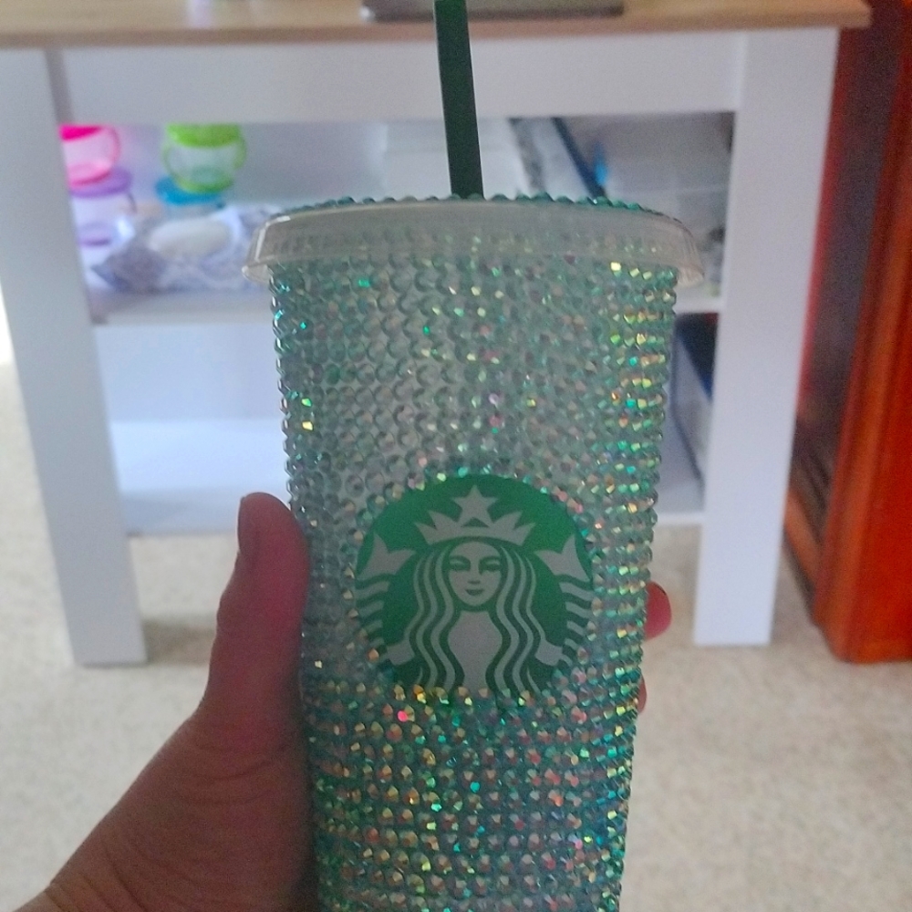 Teal bling tumbler